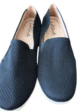 Lifestride Womens Next Level Slip On Sneakers Size 11W Black